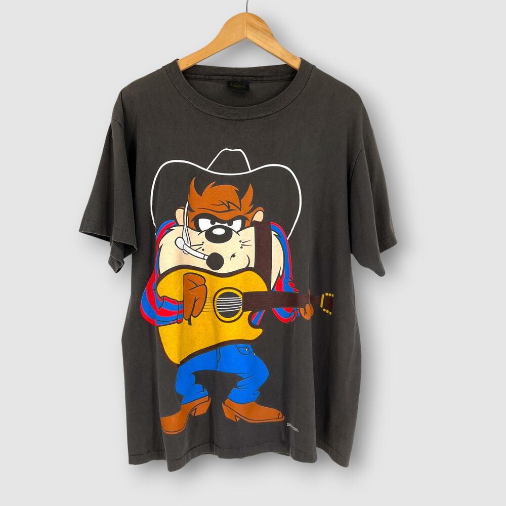 90s Vintage Tasmanian Devil Garth Brooks Cowboy Graphic Tee Single Stitch XL